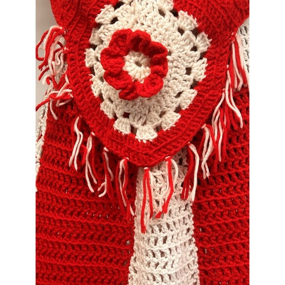 Crochet Vintage Red White Flower Top Skirt Bag Henrietta Tanuska Beverly Hills - Picture 10 of 16